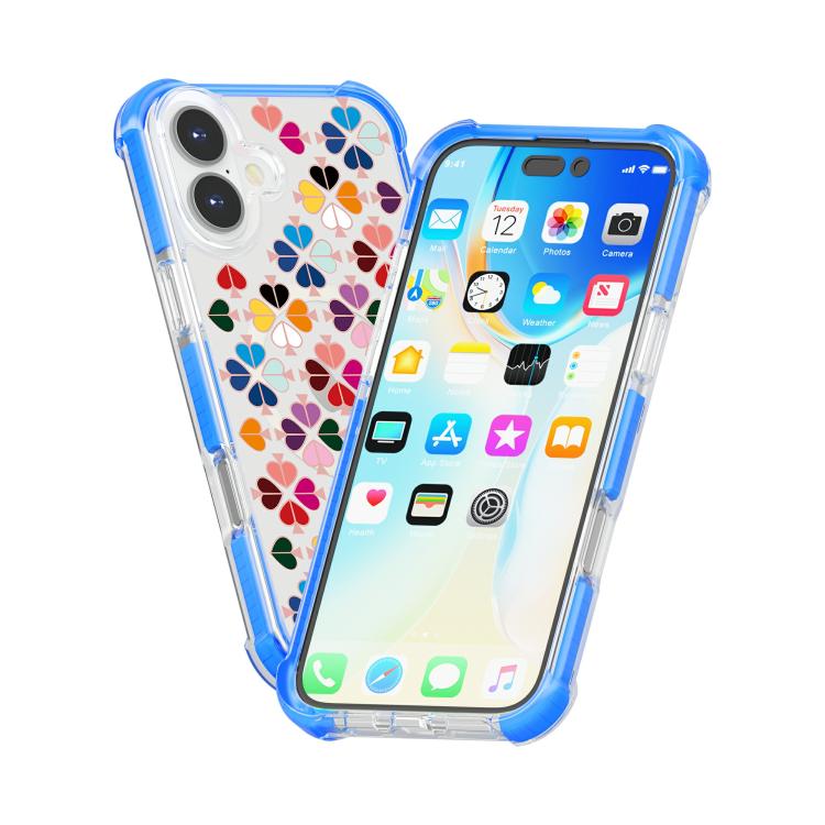 For iPhone 16 Acrylic Four-Corner Shockproof Heart Pattern Magnetic Phone Case