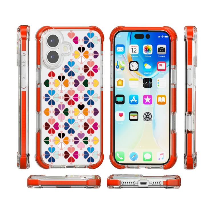 For iPhone 16 Acrylic Four-Corner Shockproof Heart Pattern Magnetic Phone Case