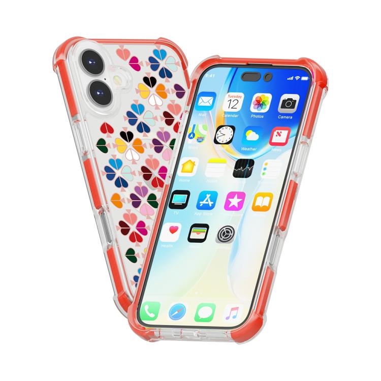 For iPhone 16 Acrylic Four-Corner Shockproof Heart Pattern Magnetic Phone Case