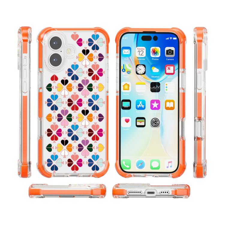 For iPhone 16 Acrylic Four-Corner Shockproof Heart Pattern Magnetic Phone Case