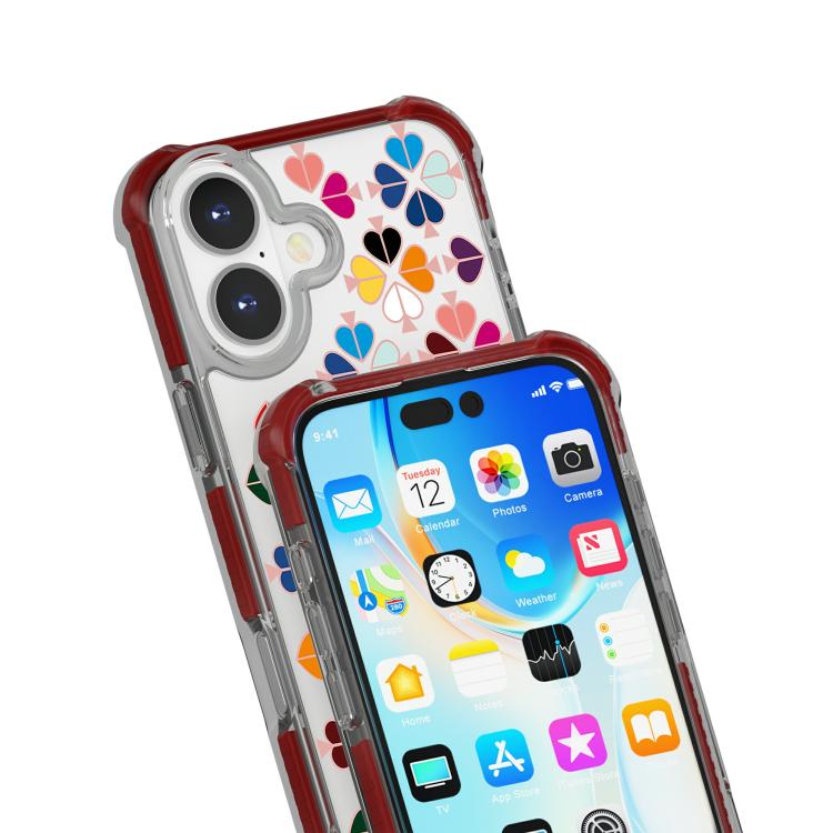 For iPhone 16 Acrylic Four-Corner Shockproof Heart Pattern Magnetic Phone Case
