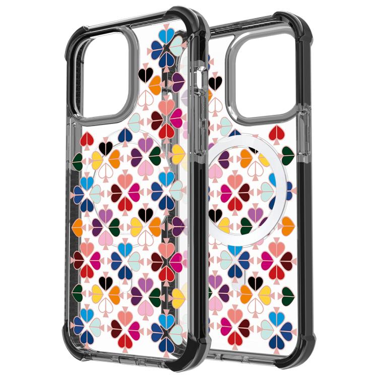 For iPhone 15 Pro Max Acrylic Four-Corner Shockproof Heart Pattern Magnetic Phone Case