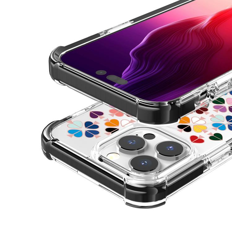 For iPhone 15 Pro Max Acrylic Four-Corner Shockproof Heart Pattern Magnetic Phone Case
