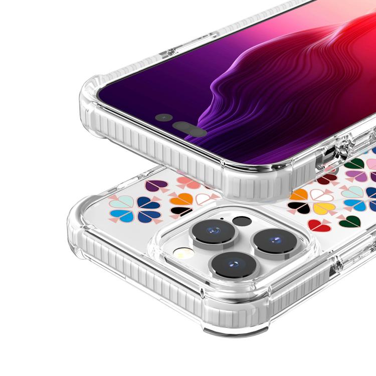 For iPhone 15 Pro Max Acrylic Four-Corner Shockproof Heart Pattern Magnetic Phone Case