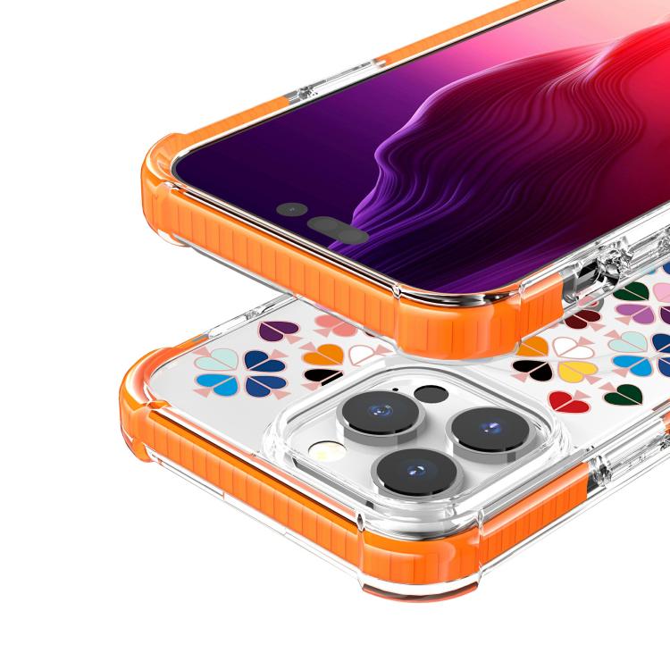 For iPhone 15 Pro Max Acrylic Four-Corner Shockproof Heart Pattern Magnetic Phone Case