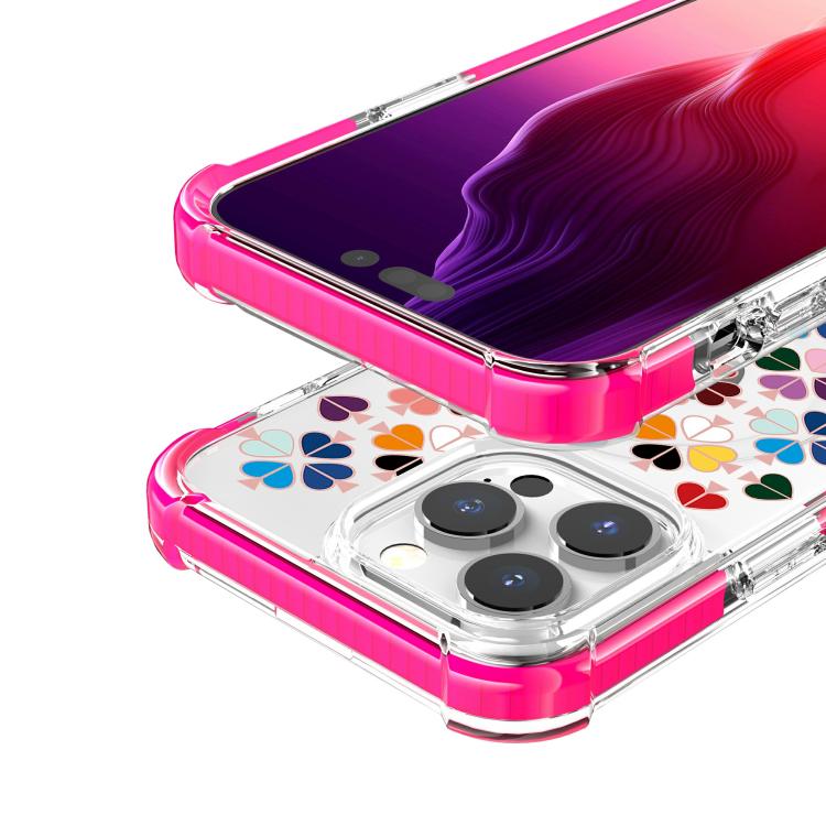 For iPhone 15 Pro Acrylic Four-Corner Shockproof Heart Pattern Magnetic Phone Case