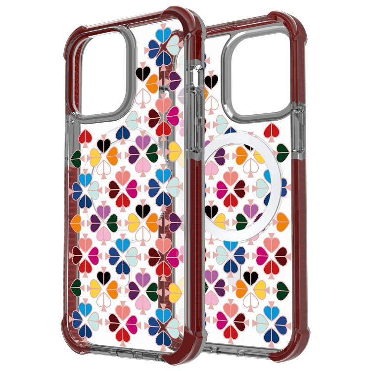 For iPhone 15 Pro Acrylic Four-Corner Shockproof Heart Pattern Magnetic Phone Case