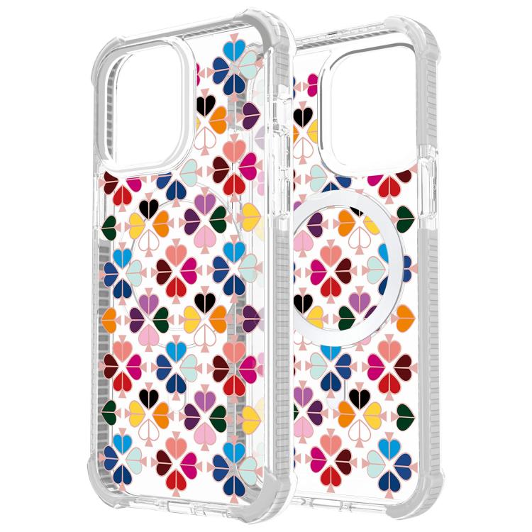 For iPhone 15 Plus Acrylic Four-Corner Shockproof Heart Pattern Magnetic Phone Case