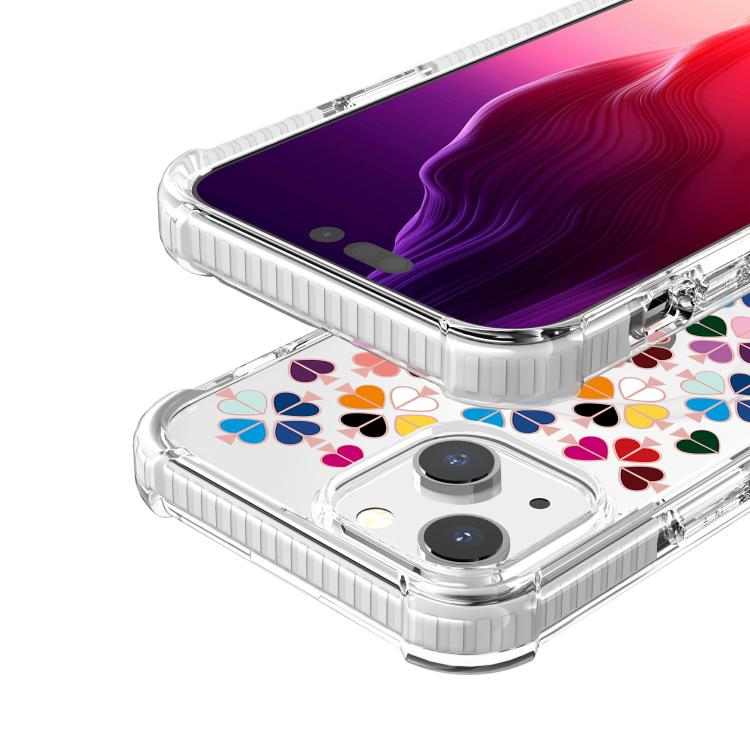 For iPhone 15 Acrylic Four-Corner Shockproof Heart Pattern Magnetic Phone Case