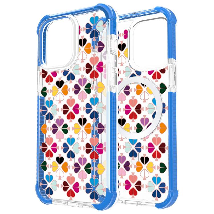 For iPhone 15 Acrylic Four-Corner Shockproof Heart Pattern Magnetic Phone Case