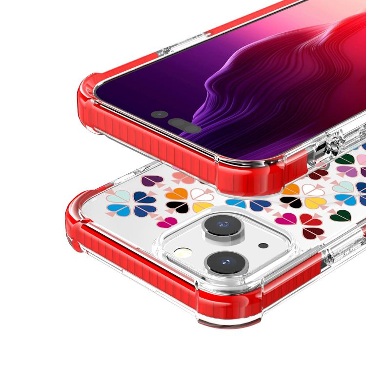 For iPhone 14 Plus Acrylic Four-Corner Shockproof Heart Pattern Magnetic Phone Case