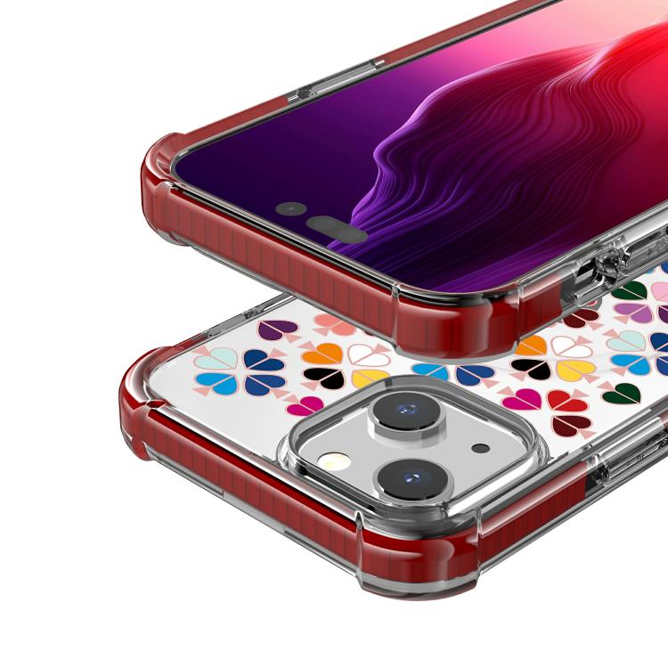 For iPhone 14 Plus Acrylic Four-Corner Shockproof Heart Pattern Magnetic Phone Case