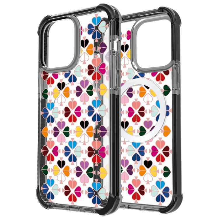 For iPhone 14 Acrylic Four-Corner Shockproof Heart Pattern Magnetic Phone Case