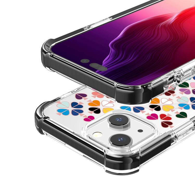 For iPhone 14 Acrylic Four-Corner Shockproof Heart Pattern Magnetic Phone Case