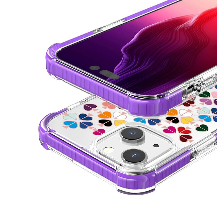 For iPhone 14 Acrylic Four-Corner Shockproof Heart Pattern Magnetic Phone Case