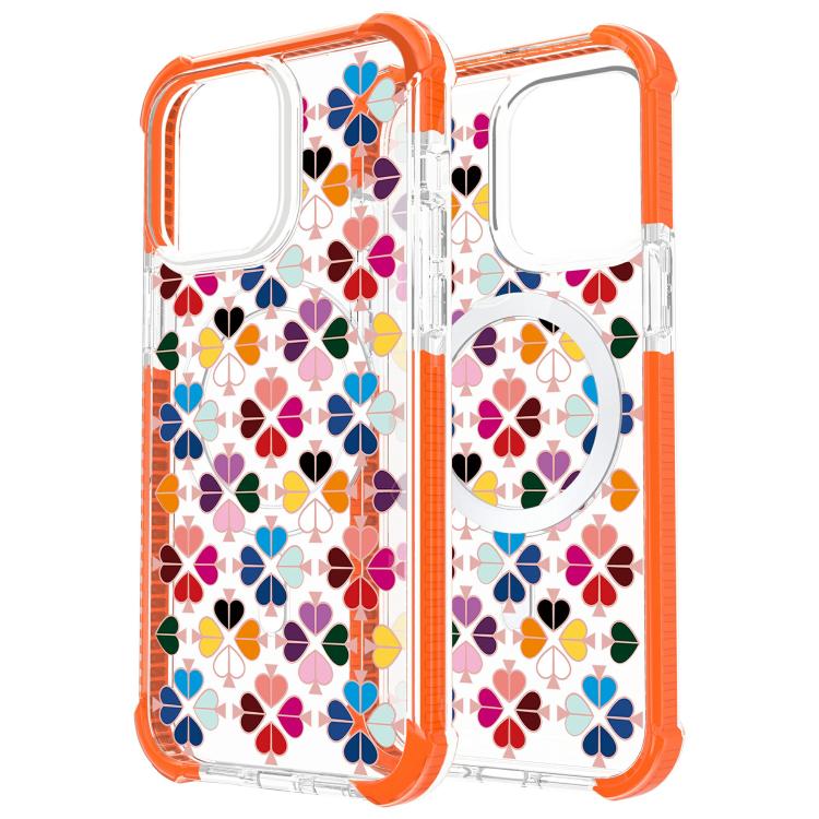 For iPhone 14 Acrylic Four-Corner Shockproof Heart Pattern Magnetic Phone Case