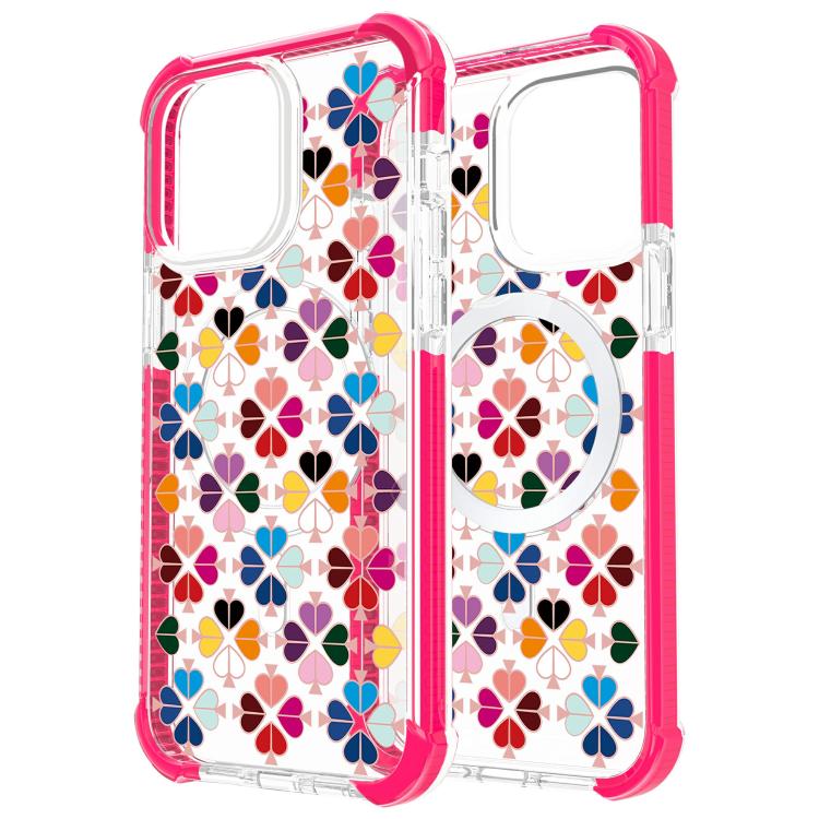 For iPhone 14 Acrylic Four-Corner Shockproof Heart Pattern Magnetic Phone Case