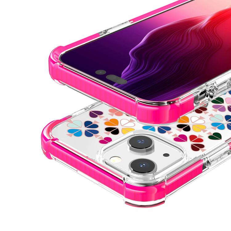 For iPhone 14 Acrylic Four-Corner Shockproof Heart Pattern Magnetic Phone Case