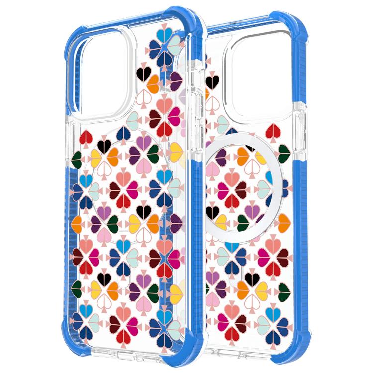 For iPhone 14 Pro Acrylic Four-Corner Shockproof Heart Pattern Magnetic Phone Case