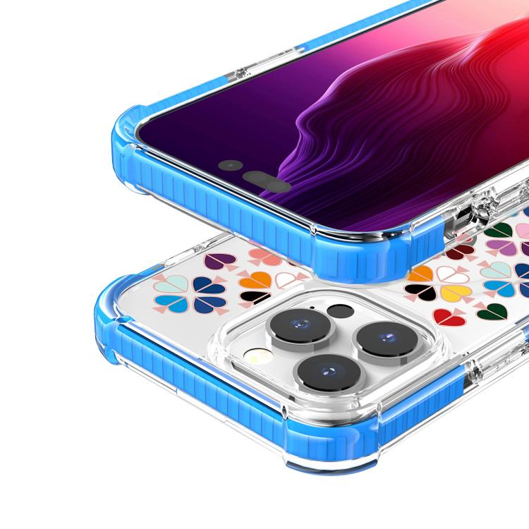 For iPhone 14 Pro Acrylic Four-Corner Shockproof Heart Pattern Magnetic Phone Case