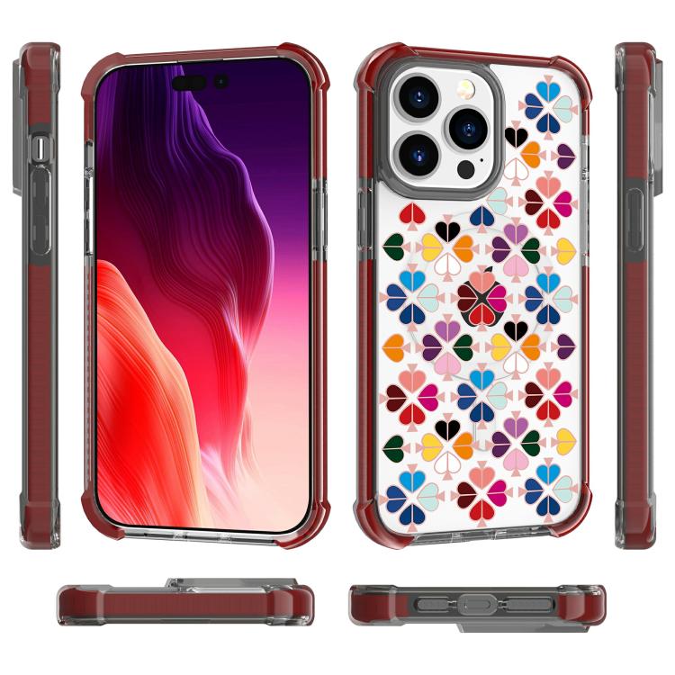 For iPhone 14 Pro Acrylic Four-Corner Shockproof Heart Pattern Magnetic Phone Case