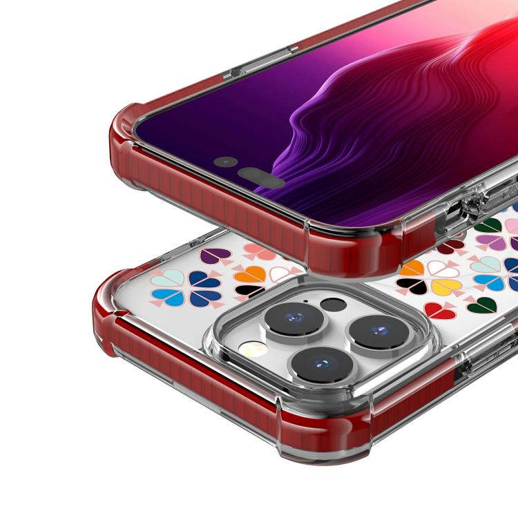 For iPhone 14 Pro Acrylic Four-Corner Shockproof Heart Pattern Magnetic Phone Case