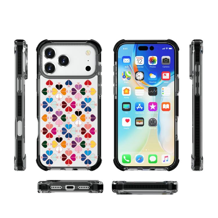 For iPhone 17 Pro Max Acrylic Four-Corner Shockproof Heart Pattern Phone Case