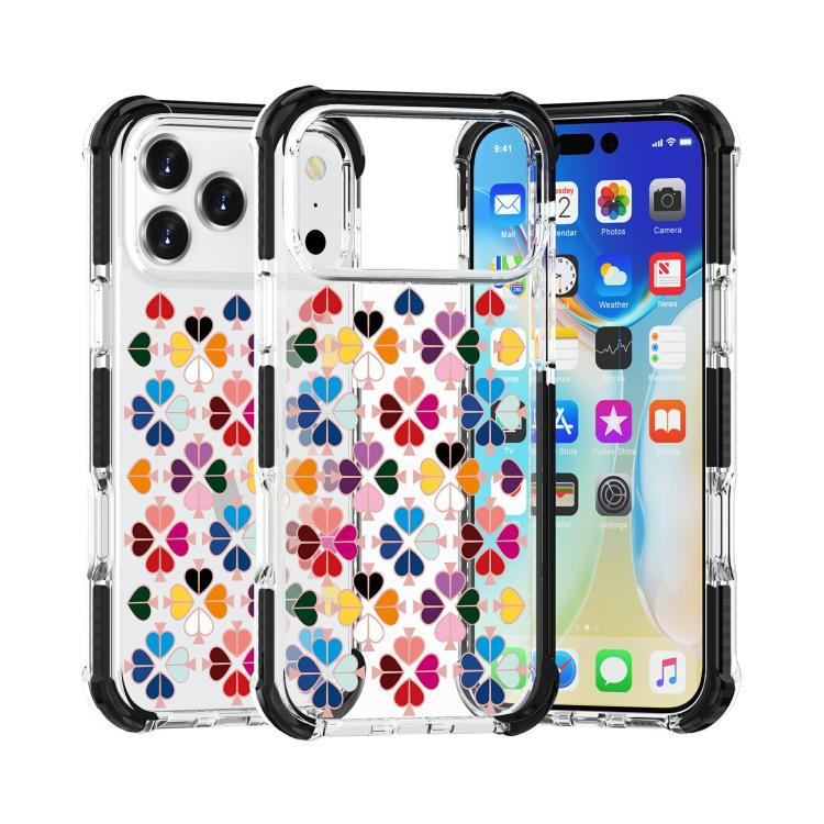 For iPhone 17 Pro Max Acrylic Four-Corner Shockproof Heart Pattern Phone Case