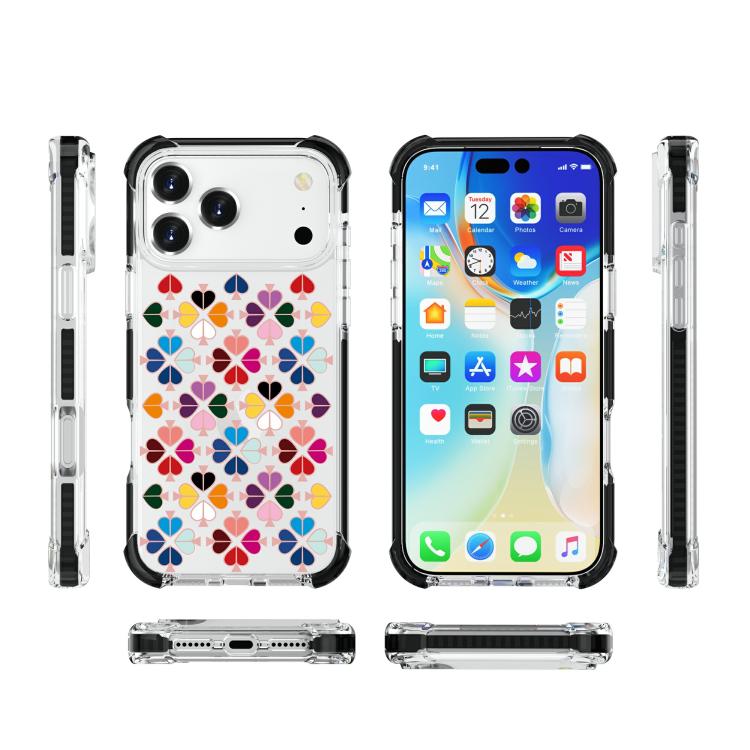 For iPhone 17 Pro Max Acrylic Four-Corner Shockproof Heart Pattern Phone Case