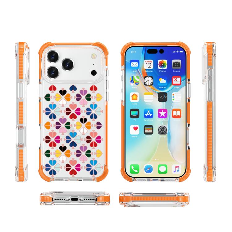 For iPhone 17 Pro Max Acrylic Four-Corner Shockproof Heart Pattern Phone Case
