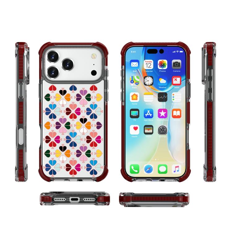 For iPhone 17 Pro Max Acrylic Four-Corner Shockproof Heart Pattern Phone Case