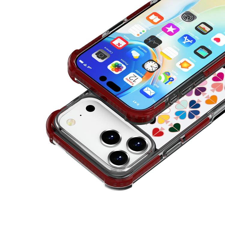 For iPhone 17 Pro Max Acrylic Four-Corner Shockproof Heart Pattern Phone Case