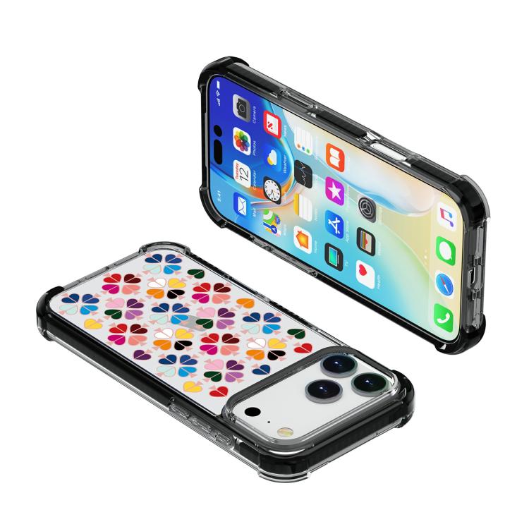 For iPhone 17 Pro Acrylic Four-Corner Shockproof Heart Pattern Phone Case