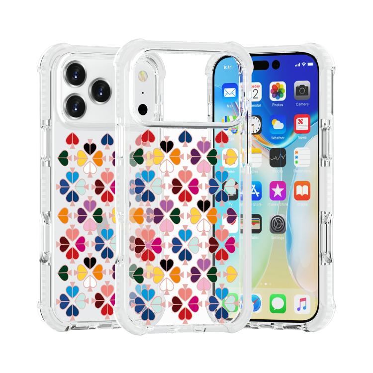 For iPhone 17 Pro Acrylic Four-Corner Shockproof Heart Pattern Phone Case
