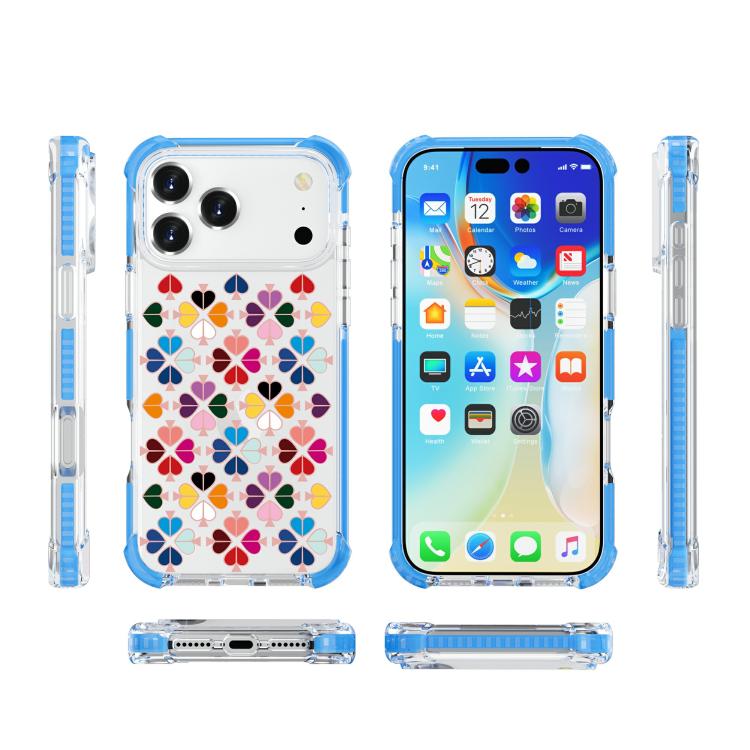 For iPhone 17 Pro Acrylic Four-Corner Shockproof Heart Pattern Phone Case