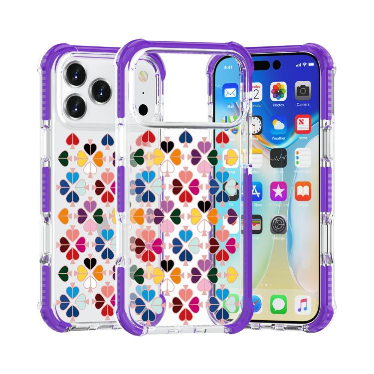 For iPhone 17 Pro Acrylic Four-Corner Shockproof Heart Pattern Phone Case