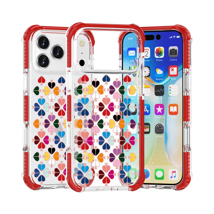For iPhone 17 Pro Acrylic Four-Corner Shockproof Heart Pattern Phone Case
