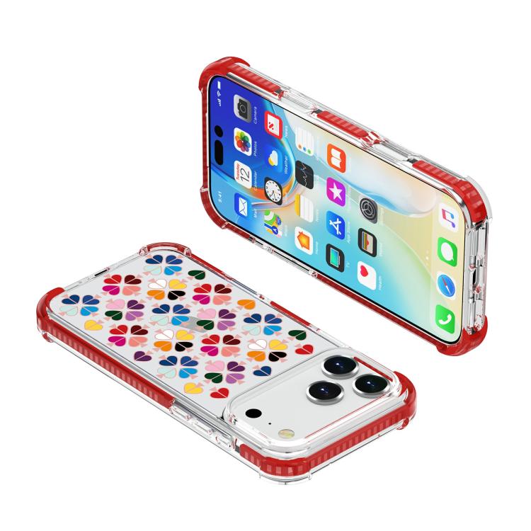 For iPhone 17 Pro Acrylic Four-Corner Shockproof Heart Pattern Phone Case