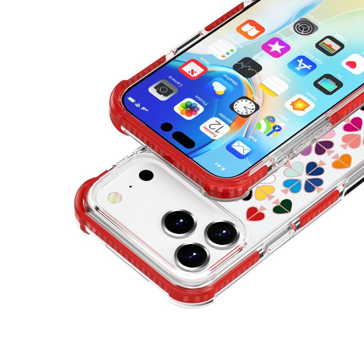 For iPhone 17 Pro Acrylic Four-Corner Shockproof Heart Pattern Phone Case