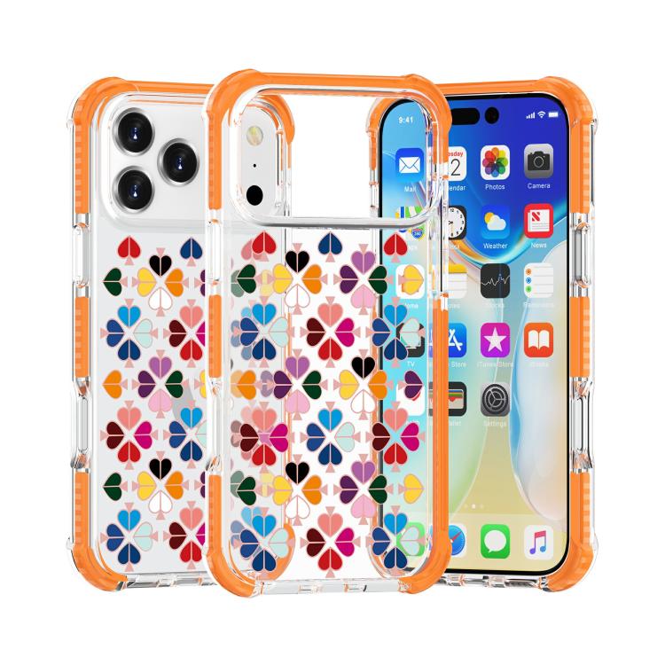 For iPhone 17 Pro Acrylic Four-Corner Shockproof Heart Pattern Phone Case