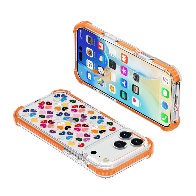 For iPhone 17 Pro Acrylic Four-Corner Shockproof Heart Pattern Phone Case