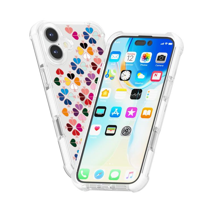For iPhone 17 Acrylic Four-Corner Shockproof Heart Pattern Phone Case