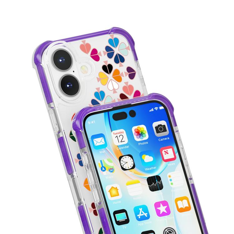 For iPhone 17 Acrylic Four-Corner Shockproof Heart Pattern Phone Case
