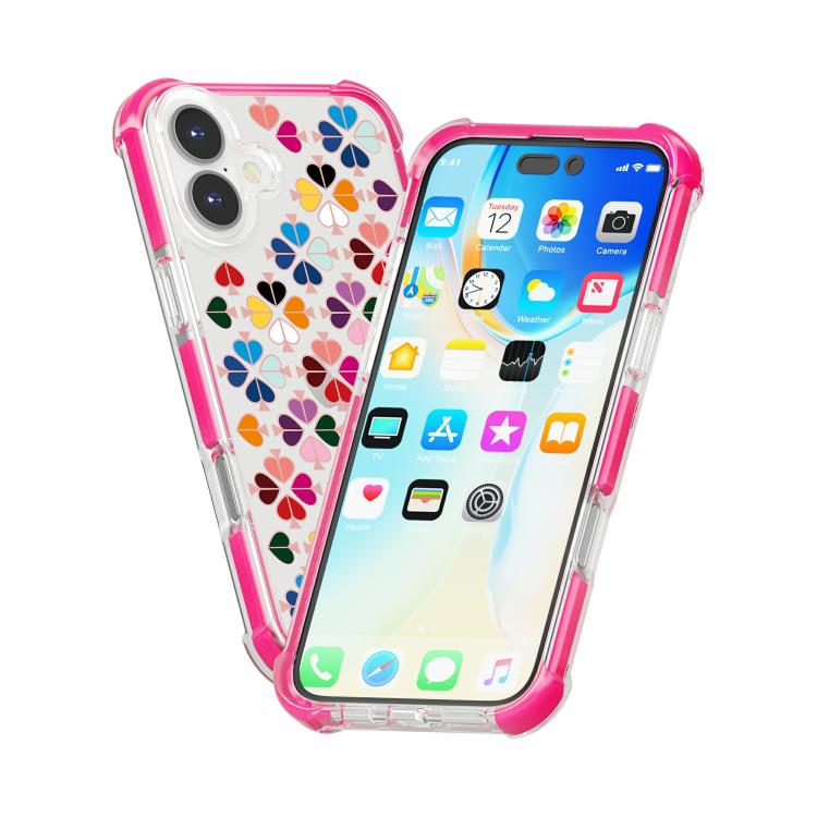 For iPhone 17 Acrylic Four-Corner Shockproof Heart Pattern Phone Case