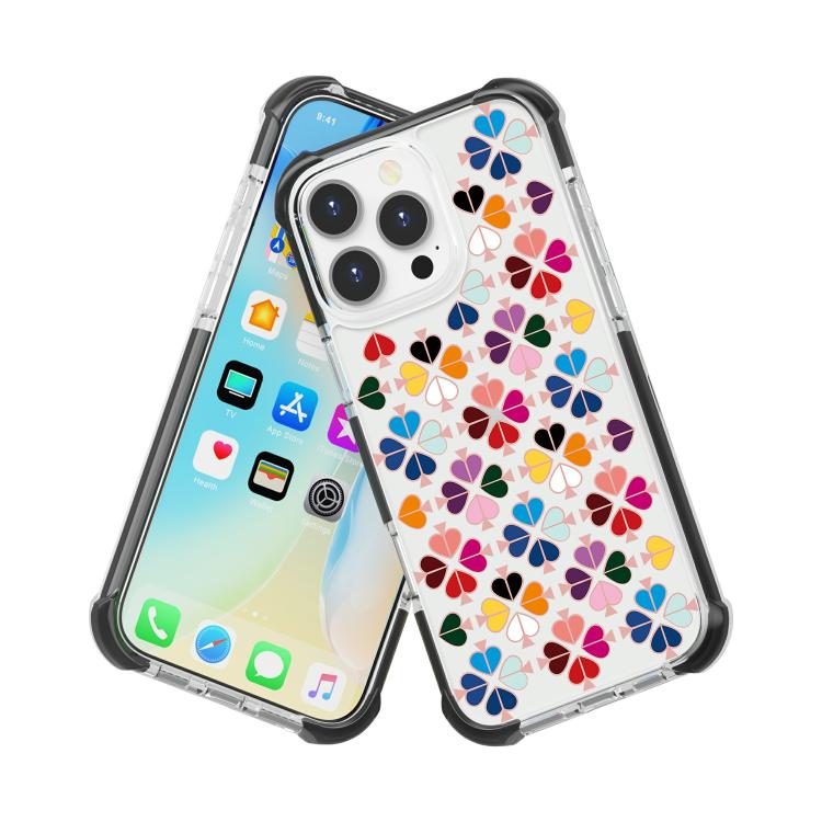 For iPhone 16 Pro Max Acrylic Four-Corner Shockproof Heart Pattern Phone Case
