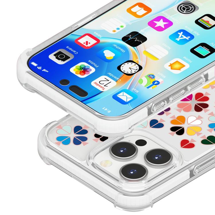 For iPhone 16 Pro Max Acrylic Four-Corner Shockproof Heart Pattern Phone Case