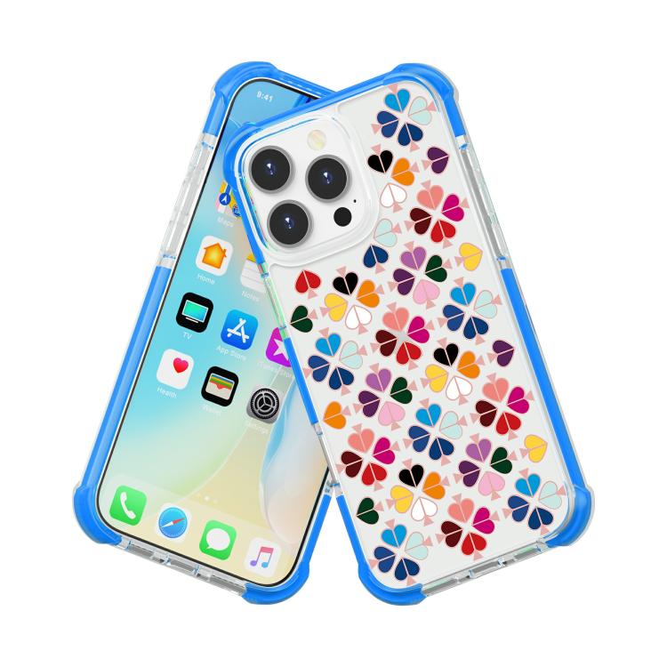For iPhone 16 Pro Max Acrylic Four-Corner Shockproof Heart Pattern Phone Case