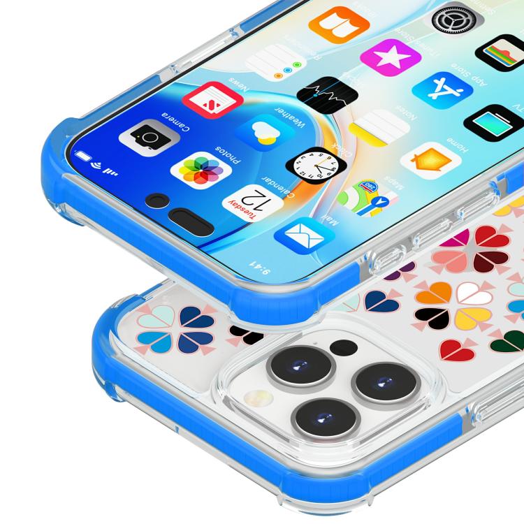 For iPhone 16 Pro Max Acrylic Four-Corner Shockproof Heart Pattern Phone Case