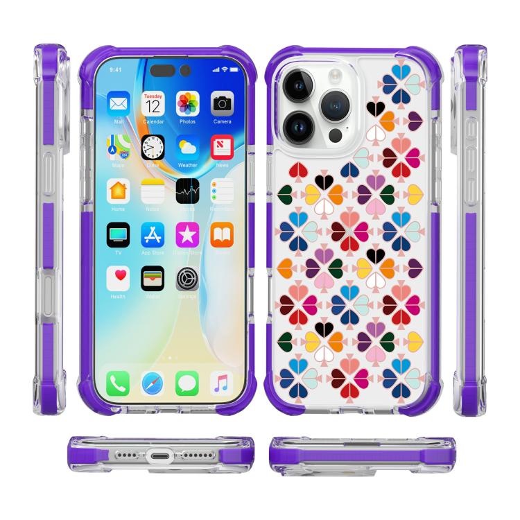 For iPhone 16 Pro Max Acrylic Four-Corner Shockproof Heart Pattern Phone Case