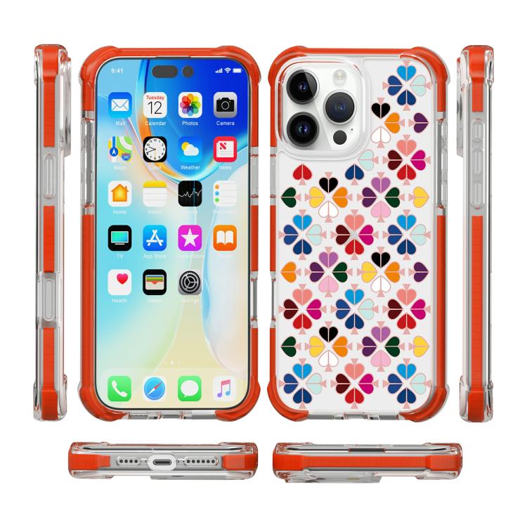 For iPhone 16 Pro Max Acrylic Four-Corner Shockproof Heart Pattern Phone Case